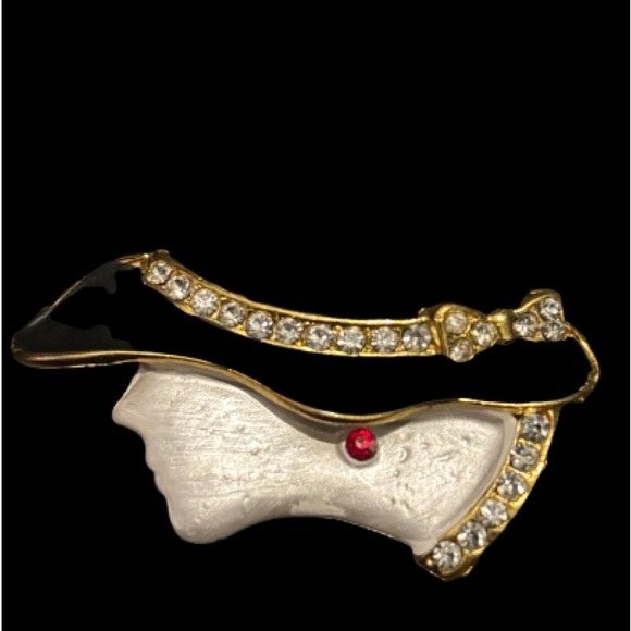 Fashion Pin Brooch Black Hat Society Lady with Rhinestones - Picture 3 of 9